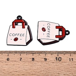 焼付塗装合金エナメルペンダント  コーヒーバッグチャーム  ミスティローズ  26x21x1mm  穴：1.6mm&nbsp;PALLOY-T093-18