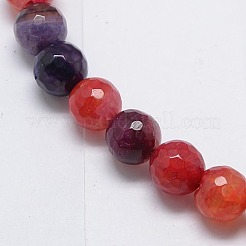 天然石瑪瑙ラウンドビーズ連売り  染め  多面カット  ミックスカラー  8mm  穴：1mm  約47個/連  15.35インチ&nbsp;G-L084-8mm-12
