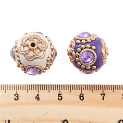 合金、ガラス、鉄、手作りインドネシアビーズ  ラウンド  ミックスカラー  20.5x19.5mm  穴：2mm&nbsp;FIND-Q106-49