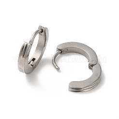 変色しない304ステンレススチールの溝付きフープピアス  ステンレス鋼色  13x2mm&nbsp;EJEW-P255-10P