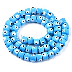 Handmade Evil Eye Lampwork Beads Strands&nbsp;LAMP-WH0006-05D