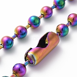 Ion Plating(IP) 304 Stainless Steel Ball Chain Necklace with Connecter Clasp for Women&nbsp;STAS-D181-03M-01