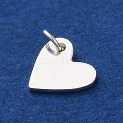 925スターリングシルバーハートチャーム  丸カン付き  銀  6.5x7x0.5mm  穴：1.4mm&nbsp;STER-G045-01S-01