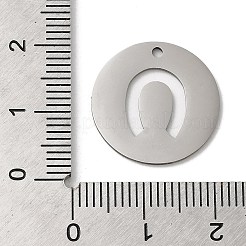 変色しない201ステンレススチールペンダント  ステンレス鋼色  レーザー切断  フラットラウンドのチャーム  馬蹄  18x1mm  穴：1.5mm&nbsp;STAS-E206-02P-05
