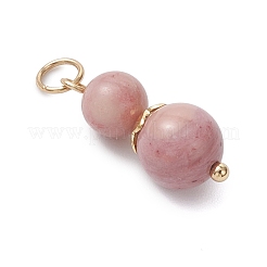 3Pcs 3 Styles Natural Rose Quartz & Dyed Striped Agate/Banded Agate Round Beaded Pendants&nbsp;PALLOY-JF04701-05