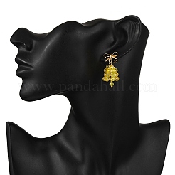 Christmas Bell Brass Dangle Stud Earrings&nbsp;EJEW-MZ00495-03