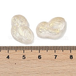 透明ガラスビーズ  フクロウ  焼き付け塗料  シャンパンゴールド  18x14.5x6.5mm  穴：1.2mm&nbsp;DGLA-E004-06E