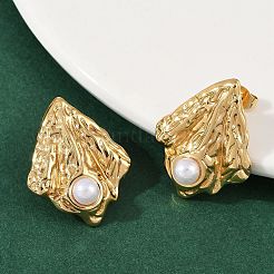 304 Stainless Steel ABS Plastic Pearl Stud Earrings&nbsp;LS-STAS-D368-01B-G