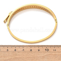 女性用304ステンレススチール製ヒンジ付きラインストーンバングル  ジッパー  ゴールドカラー  内径：2.42x1.97インチ（61.5x5cm）&nbsp;BJEW-K307-02G
