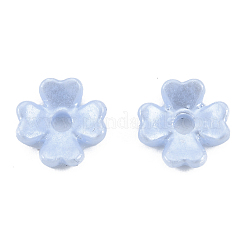 樹脂模造パールビーズキャップ  4花びら  花  ミックスカラー  6x6x1.5mm  穴：1.2mm&nbsp;X-RESI-N036-03