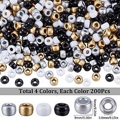 800個4色のプラスチックビーズセット  バレル  ミックスカラー  9x6mm  穴：3.8mm  200ocs /カラー&nbsp;KY-SP0001-24A