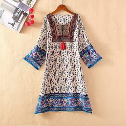 エスニック風刺繡ポリエステルリボン  服飾材料  花柄  ブルー  33mm&nbsp;SRIB-WH0007-02B