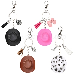 Plastic & Alloy & Faux Suede Tassel Pendant Keychains&nbsp;KEYC-YW00304-03