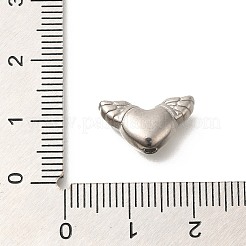 変色防止304ステンレススチールビーズ  翼とハート  ステンレス鋼色  9x15.5x5mm  穴：1.8mm&nbsp;STAS-I321-44P