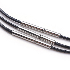 ワックスコットンコードネックレス作り  304ステンレススチール留め具付き  ブラック  23.62インチ（60cm）&nbsp;MAK-G003-03A-03