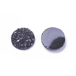 樹脂カボション  イミテーションドゥルージーアゲート  フラットラウンド  ブラック  12x3~4.5mm&nbsp;CRES-Q191-HA027-11