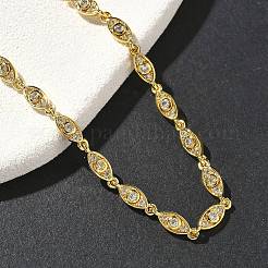 Brass Micro Pave Clear Cubic Zirconia Eye Link Chain Bracelets for Women&nbsp;BJEW-G764-09G