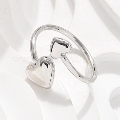 304 Stainless Steel Heart Cuff Rings for Women&nbsp;RJEW-A063-01D-P