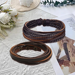 1Pc Cowhide Leather Cord Multi-strand Bracelets&nbsp;BJEW-CL0001-48A