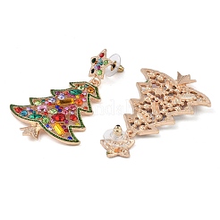 Christmas Tree Alloy Colorful Rhinestone Dangle Stud Earrings for Women&nbsp;EJEW-L203-10KCG