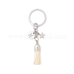 12Pcs Twelve Constellations 304 Stainless Steel Charm & Faux Suede Tassel Keyachins&nbsp;KEYC-JKC01309