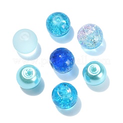 透明ガラスビーズ連売り100個。  ビーズジュエリー作り  艶消し  ラウンド  ブルー  8mm  穴：1.3~1.6mm&nbsp;GLAA-CJ0002-06