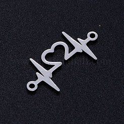 変色しにくい201ステンレススチールリンクコネクター  ハートビート  ステンレス鋼色  12x24x1mm  穴：1.4mm&nbsp;STAS-Q201-JN340-1