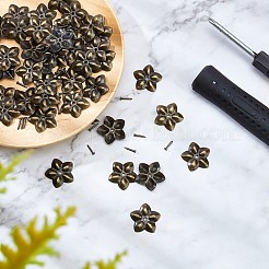 鉄の釘  ソファフォームネイル  家具装飾用  アンティークブロンズ  22.2x23x3mm  穴：2mm  釘：9.7x2.5mm  50セット /箱&nbsp;IFIN-GA0001-19