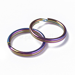 イオンプレーティング（IP）304ステンレススチール製スプリットキーリング  キーホルダー留め金のパーツ  虹色  20x2.5mm&nbsp;LS-STAS-L216-10B