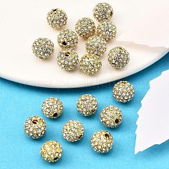 合金ラインストーンビーズ  グレードA  ラウンド  ゴールデンの金属色  クリスタル  10mm&nbsp;X-RB-A034-10mm-A01G
