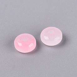 ベーキングペイント模造翡翠ガラスビーズ  ロンデル  ピンク  6~7x3~3.5mm  穴：1.2~1.5mm  約5555個/1000g&nbsp;GL-N006-01A-09