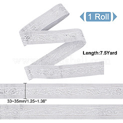 7.5ヤードのポリエステルジャカードフラワーリボン  衣類用アクセサリー  銀  1-1/4~1-3/8インチ（33~35mm）&nbsp;OCOR-WH0088-84F