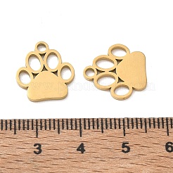 304ステンレススチールチャーム  足のプリントのチャーム  イオンプレーティング（ip）  18KGP本金メッキ  15x13x1.3mm  穴：2mm&nbsp;SA-CBAAC28-35G