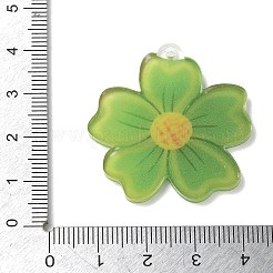 印刷されたアクリルパーツ  花のチャーム  グリーン  36x35x2.5mm  穴：2mm&nbsp;AC-CBADA31-07