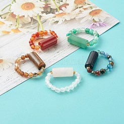 Mixed Stone Beads Finger Ring for Girl Women&nbsp;RJEW-JR00383