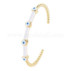 Evil Eye Enamel Open Cuff Bangle&nbsp;BJEW-S141-028