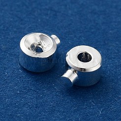 真鍮製つぶし玉カシメ玉  コラム  925銀メッキ  4x3x2mm  穴：0.9mm&nbsp;KK-G479-06S