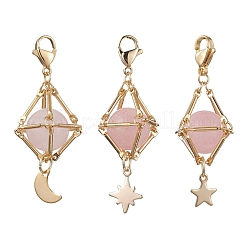 Natural Gemstone Brass Pendant Decorations&nbsp;HJEW-JM01817