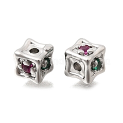 Brass Micro Pave Colorful Cubic Zirconia Beads&nbsp;KK-N289-25P
