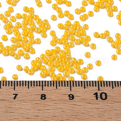12/0 チェコ不透明ガラスシードビーズ  光沢のある  ラウンド  ゴールド  2x1mm  穴：0.7mm  約500 G /袋&nbsp;SEED-N004-003C-28