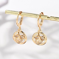 Brass Micro Pave Clear Cubic Zirconia Hoop Earrings for Women&nbsp;EJEW-G428-24G-03