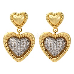 Brass Micro Pave Clear Cubic Zirconia Dangle Earrings&nbsp;EJEW-D322-01G