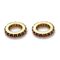 Brass Micro Pave Cubic Zirconia Rondelle European Beads&nbsp;KK-B028-18G-D