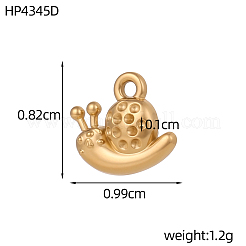 304ステンレススチールチャーム  イオンプレーティング（ip）  カタツムリのチャーム  14KGP本金メッキ  8x10mm  穴：1mm&nbsp;SA-OY001-63G