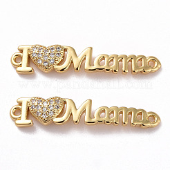 Mother's Day Brass Micro Pave Clear Cubic Zirconia Connector Charms&nbsp;ZIRC-F134-31G