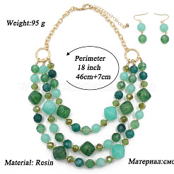 Alloy & Resin Beaded Multilayer Necklaces & Dangle Earrings Sets&nbsp;FS-WGF1004-01