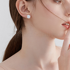 1 Set Minimalist Zirconia Stud Earrings in Stainless Steel&nbsp;EJEW-BBC0002-03