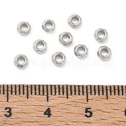真鍮ビーズ  八角形のロンデル  ラックめっき  長持ちメッキ  鉛フリー＆カドミウムフリー  プラチナ  4x2mm  穴：1.6mm&nbsp;KK-D289-38P