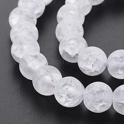 クラックガラスビーズ連売り  艶消し  ラウンド  透明  8mm  穴：1.2mm  約50~51個/連  15.35インチ（39cm）&nbsp;GLAA-S192-D-008A