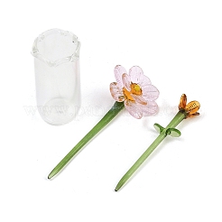 Handmade Lampwork Birthday Flower & Vase Set for Tabletop Display&nbsp;LAMP-D007-002J